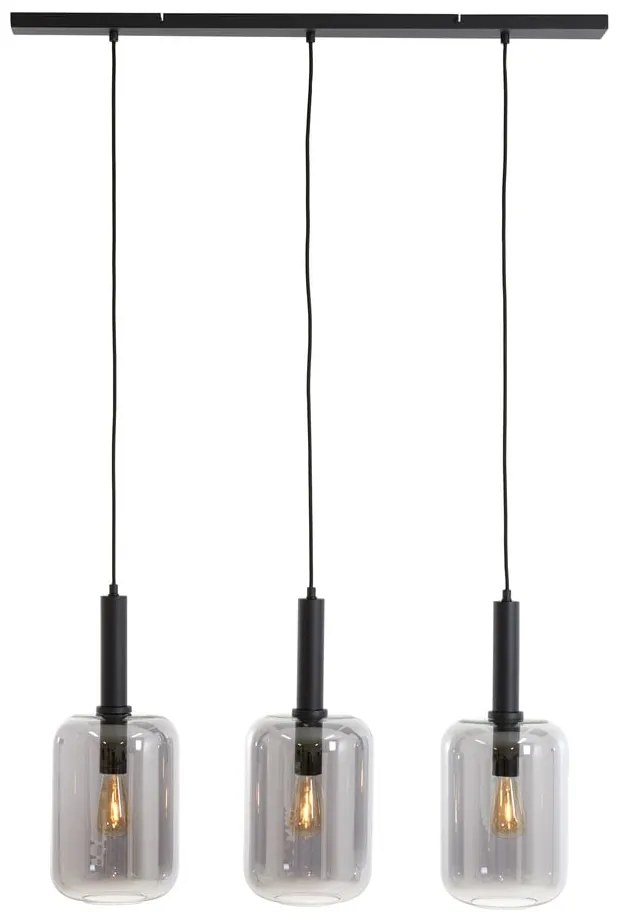 Čierne stropné svietidlo so skleneným tienidlom 100x22 cm Lekar - Light &amp; Living