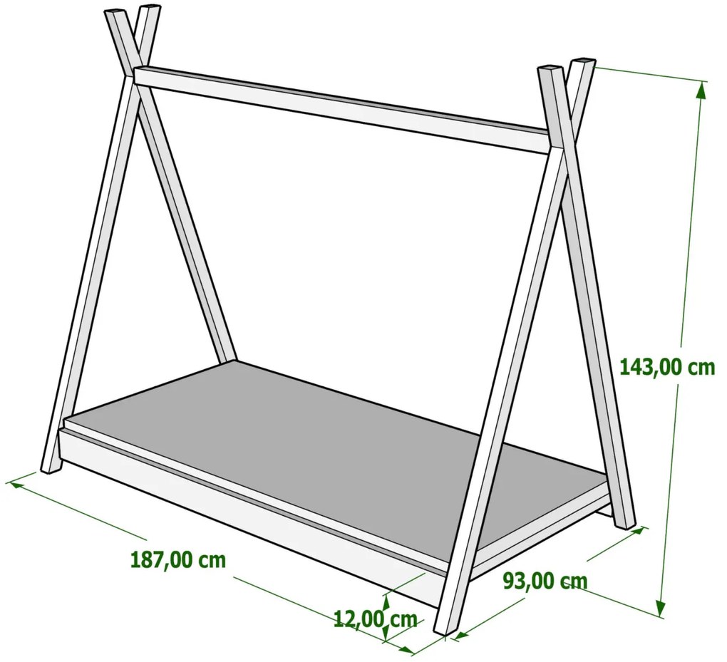 Detská posteľ Teepee 180x80 sosna