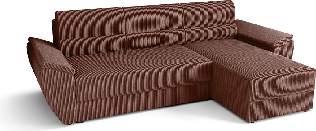 Rozkladacia obojstranná sedacia súprava do L TAVERO 251x140 cm, tmavoružová