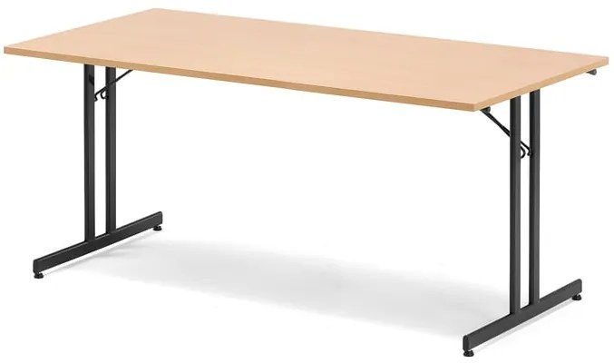 Skladací rokovací stôl EMILY, 1800x800 mm, bukový laminát/čierna