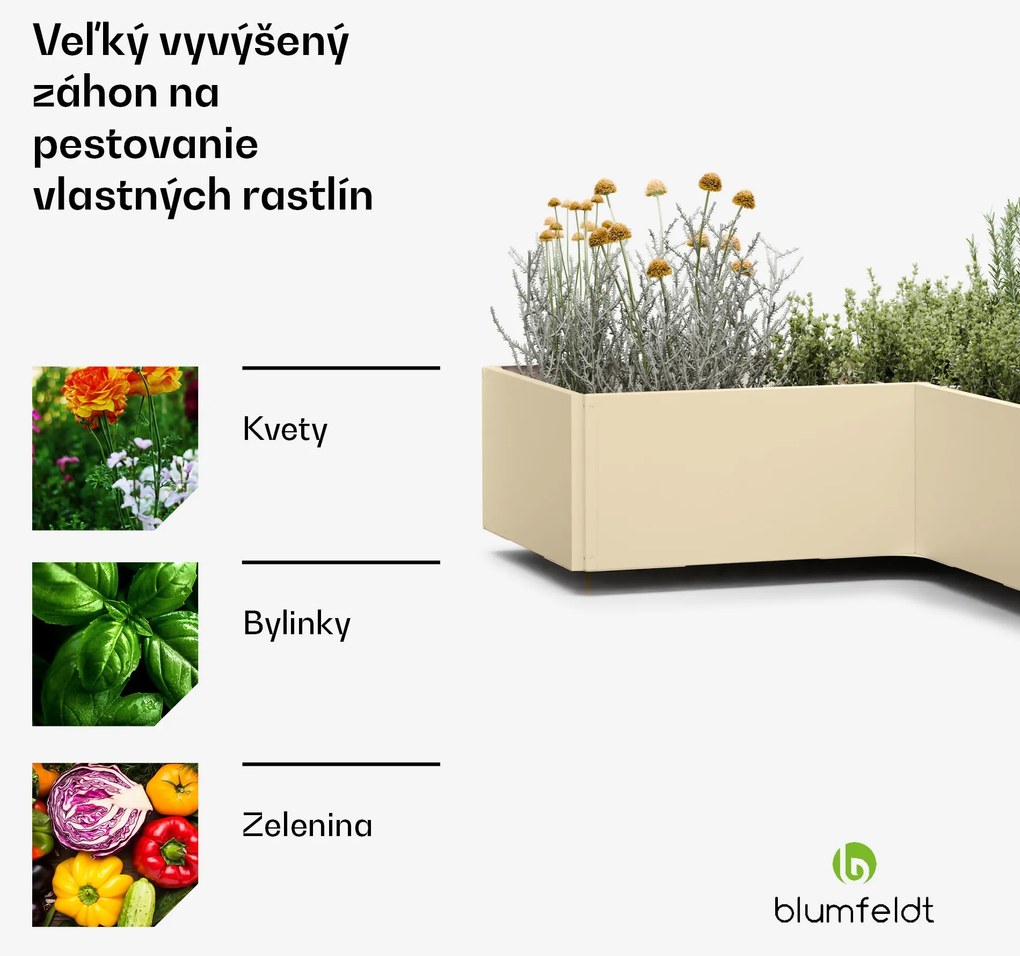 Blumfeldt Versagrow vyvýšený záhon s 8 modulmi, individuálny tvar, hrúbka 1 mm, nehrdzavejúca oceľ