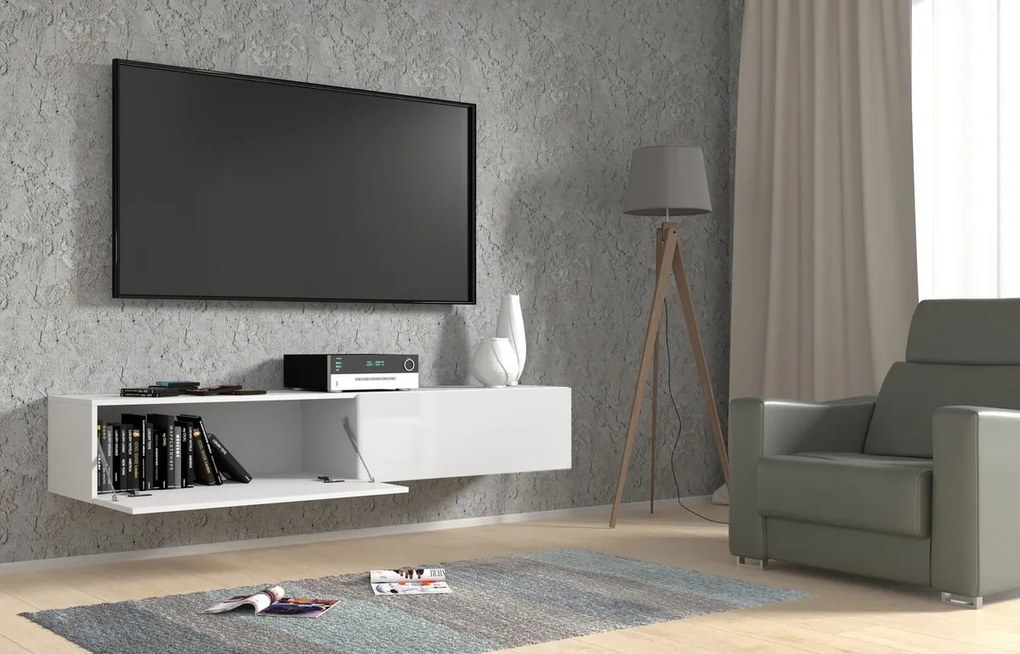 TV stolík/skrinka Banksy 180 (biely lesk). Akcia -21%. Vlastná spoľahlivá doprava až k Vám domov. 1124905