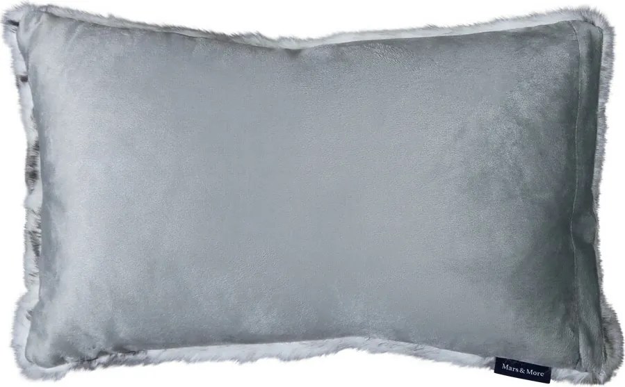 Šedý chlpatý vankúš Tiara s bielymi pruhmi - 30 * 50 * 15cm