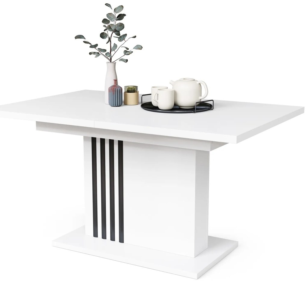 LEONEL Biely matný – MODERNÝ ROZKLADACÍ STÔL AŽ DO 180 cm!