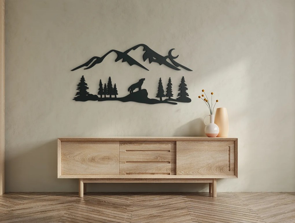 drevko 3D nálepka Vlk - Volanie divočiny Rozmer obrazu: 22 x 44,5 cm, Farba dekorácie: Čierna
