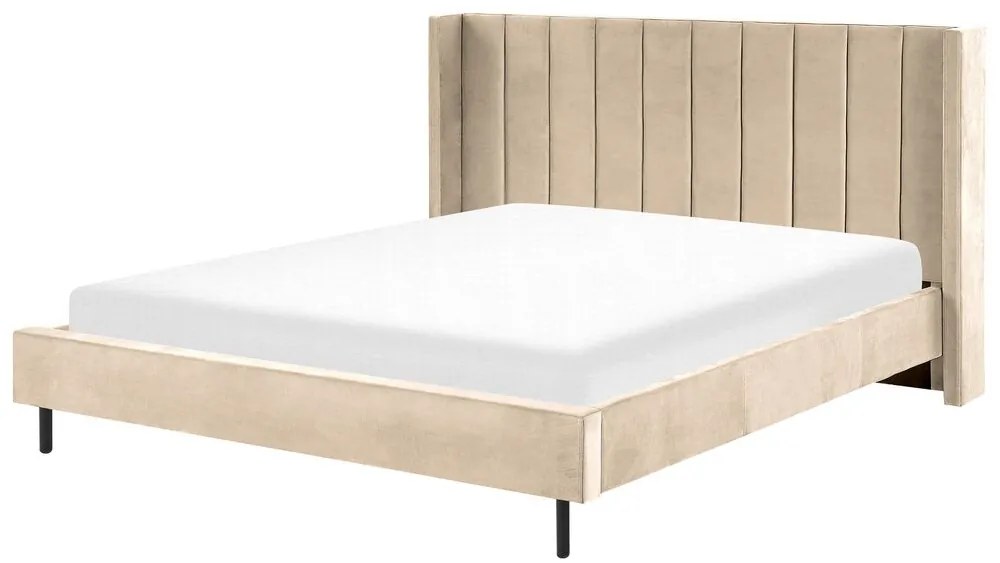 Zamatová posteľ 180 x 200 cm béžová VILLETTE Beliani