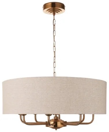 Endon 110727 - Luster na reťazi HIGHCLERE 8xE14/40W/230V béžová/mosadz priemer 70 cm