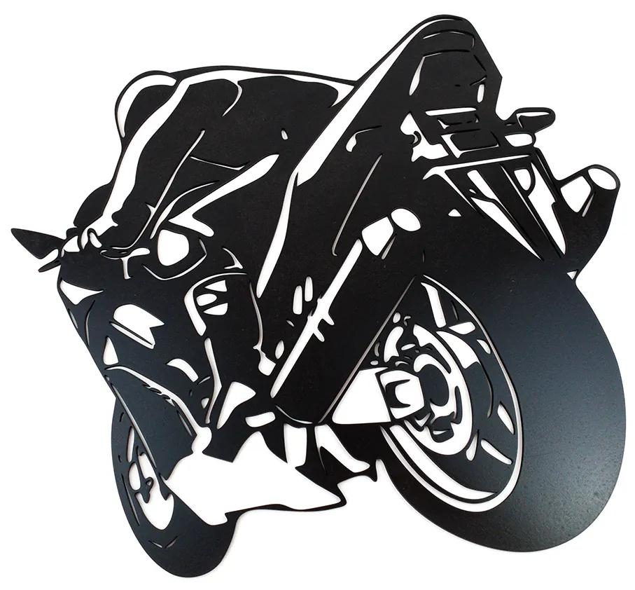 Veselá Stena Drevená nástenná dekorácia Športová motorka čierna