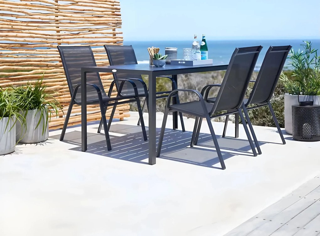 MultiGarden Sada záhradných stoličiek na terasu, balkón, 4 kusy - čierna MultiGarden