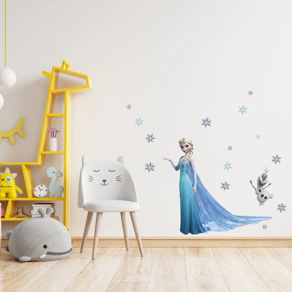 PIPPER | Samolepka na stenu "Elsa a Olaf" 78x65 cm