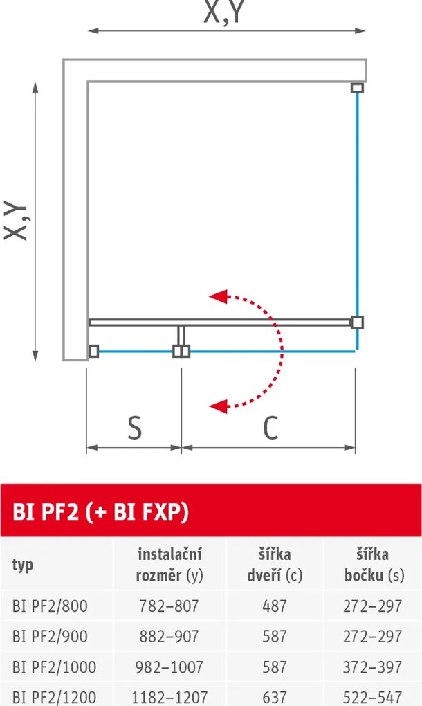 Roth Štvorcový alebo obdĺžnikový sprchovací kút BI PF2+BI FXP - bez vaničky ROTH-Variant: šírka dverí: 90 cm, šírka pevnej steny: 100 cm - (BI PF2/90…