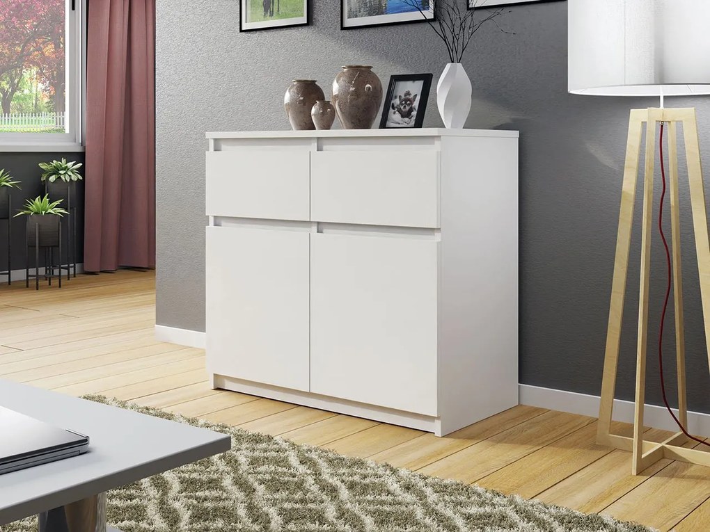 Moderná komoda Purtiko 2D2S, Farby: biela Mirjan24 5903211126024