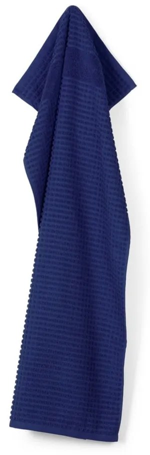 Tmavomodrý froté uterák z Bio bavlny 50x100 cm Check – JUNA