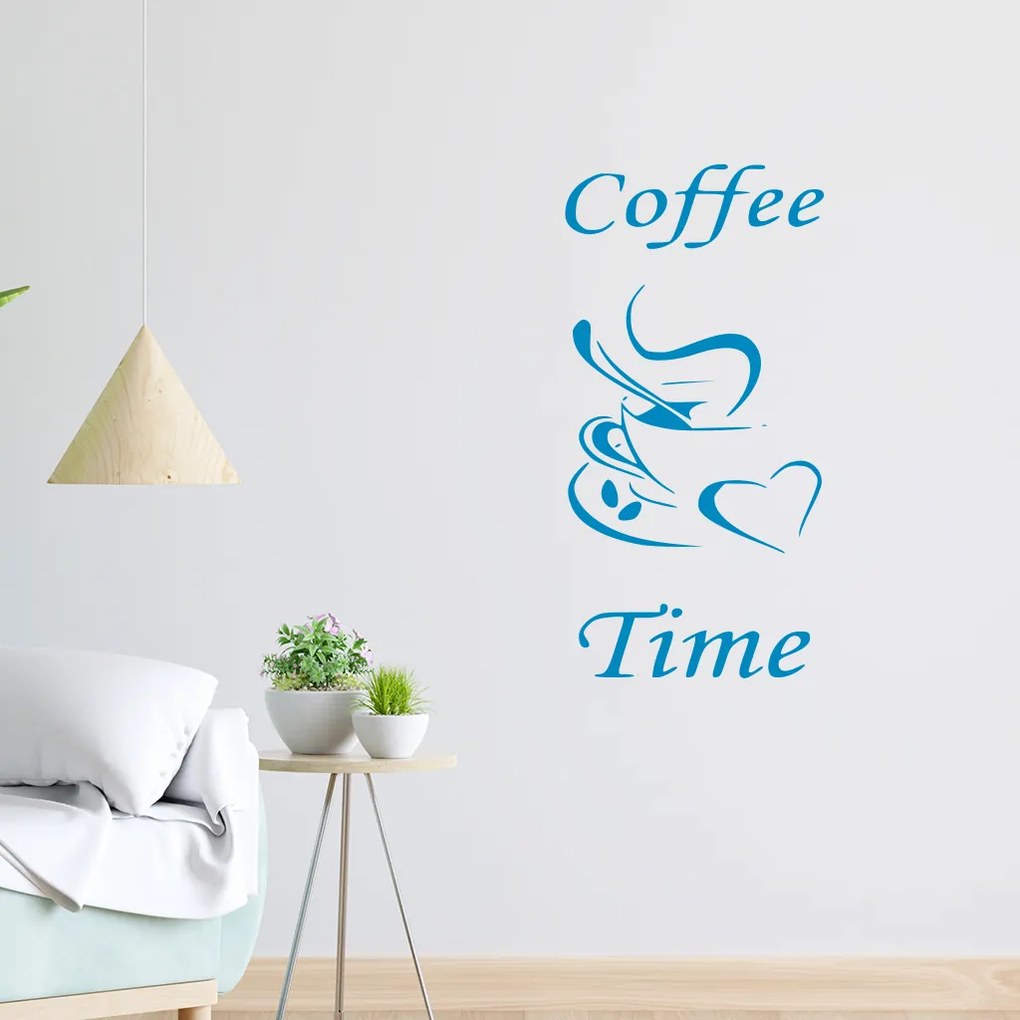 Veselá Stena Samolepka Coffee time Farba: fialová, Veľkosť: 60 x 30 cm