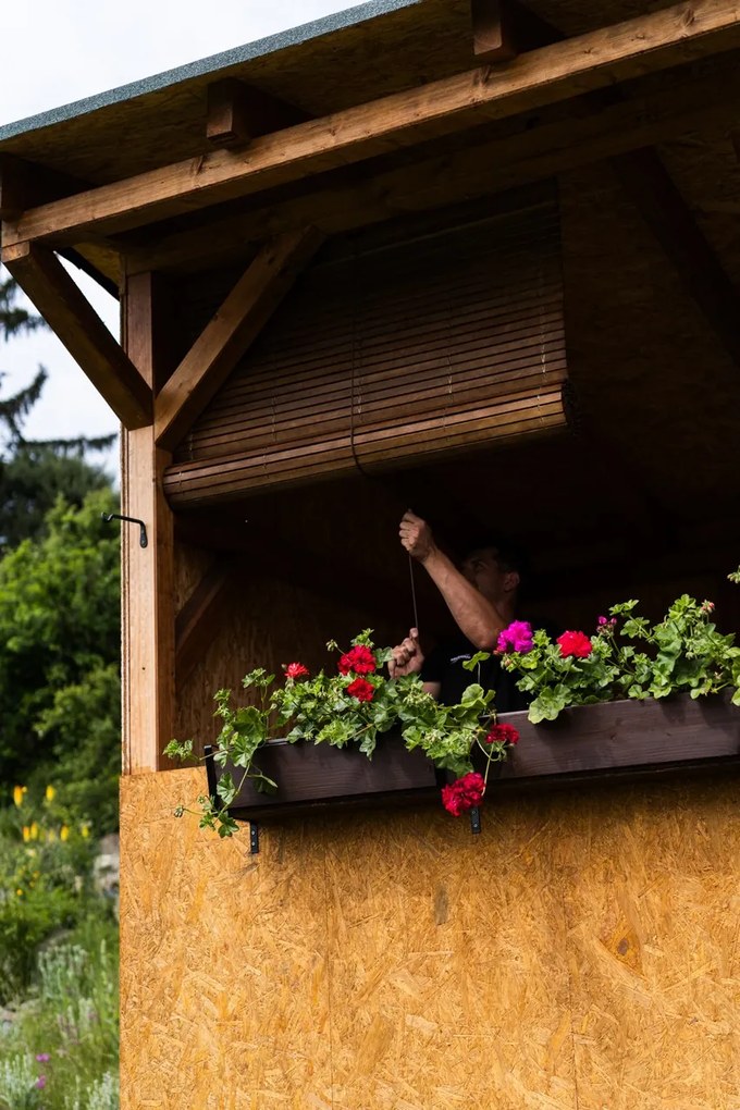 Drevená roleta na pergole - hnedá Šírka rolety: 120 cm, Rozvin rolety: 100 cm