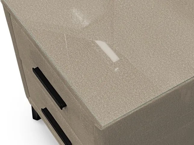 Nočný stolík s 2 zásuvkami Joy, béžová látka