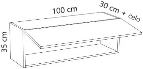Závesná skrinka MODERN - 100x30x35 cm - biela lesklá - push to open