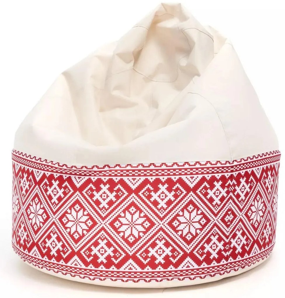 Sedací vak Viper Outdoor Folk – pohodlie s ľudovým štýlom do interiéru aj exteriéru Farba: Folk 3 - M20 krémovo-červený