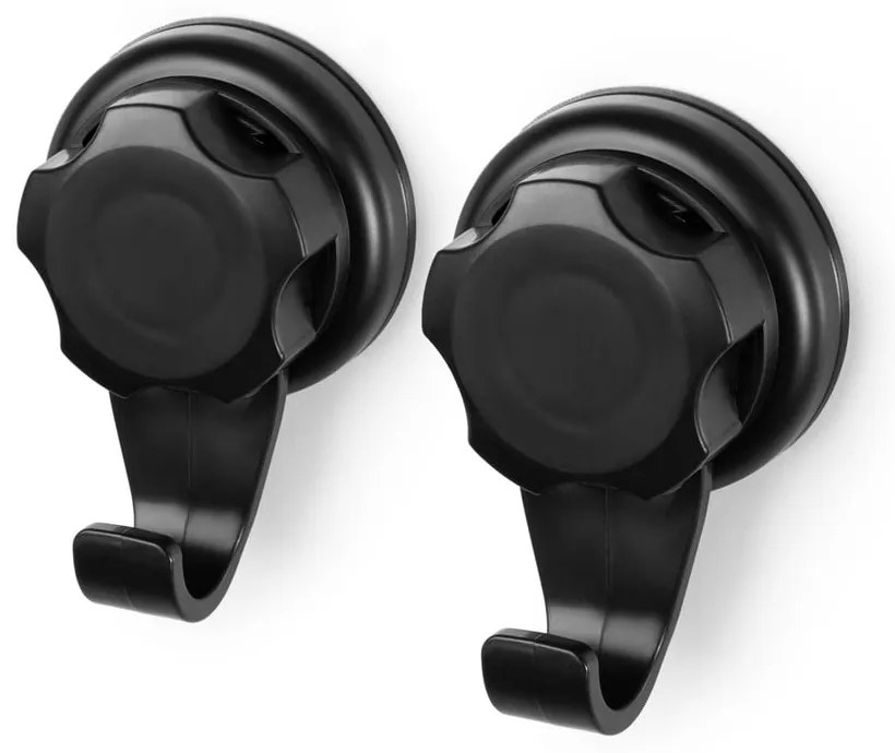 Súprava 2 čiernych samodržiacich nástenných háčikov Compactor Bestlock Black Small Hooks