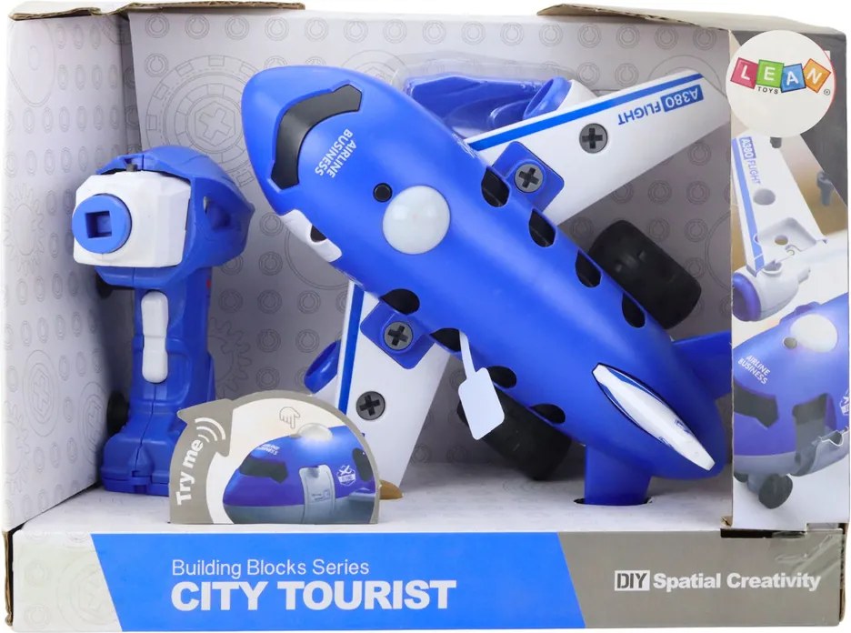 LEAN Toys RC lietadlo na diaľkové ovládanie so skrutkovačom modré 2v1