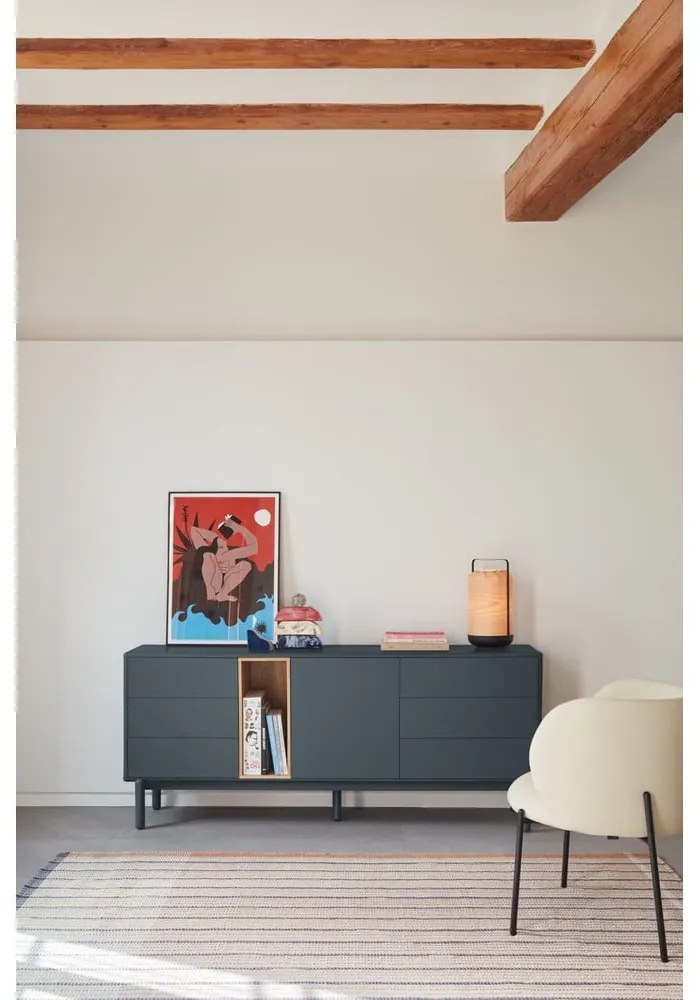 Tmavosivá nízka komoda 180x76 cm Corvo - Teulat