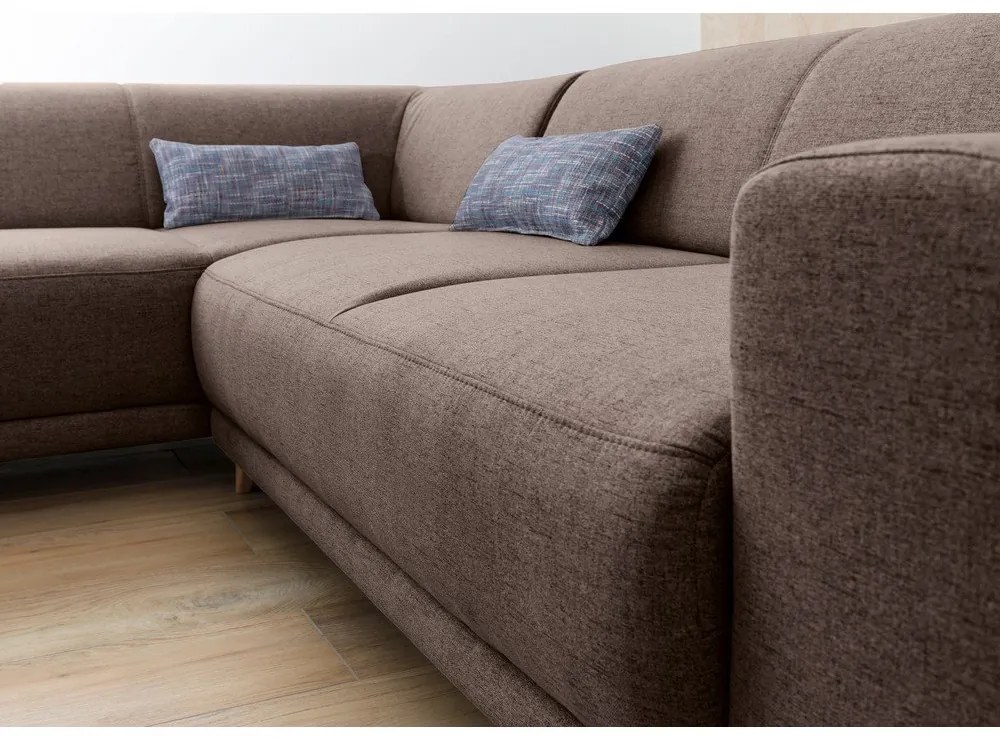 Hnedá rozkladacia/s úložným priestorom rohová pohovka (ľavý roh/do L) Classy Sophie – Miuform