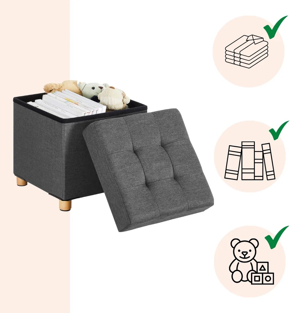 Taburet s úložným priestorom na nožičkách OTO, 38x38x40cm, antracitová Jurhan