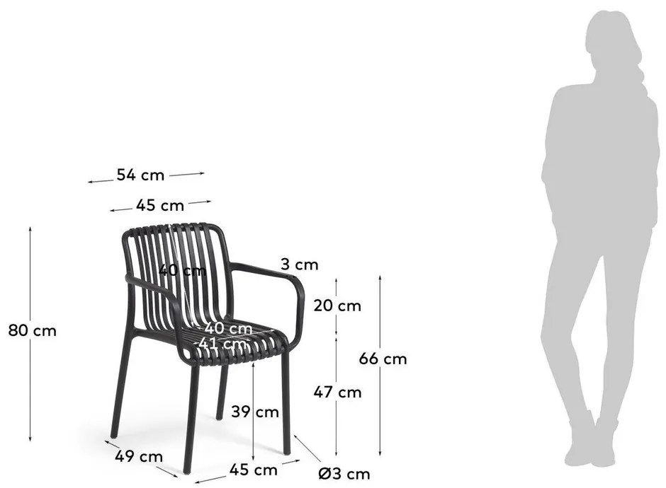 Čierna záhradná stolička Kave Home Isabellini
