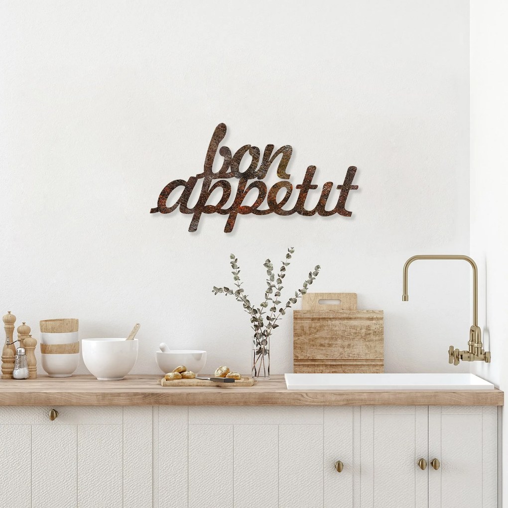 Nástenná kovová dekorácia Dobrú chuť viacfarebná