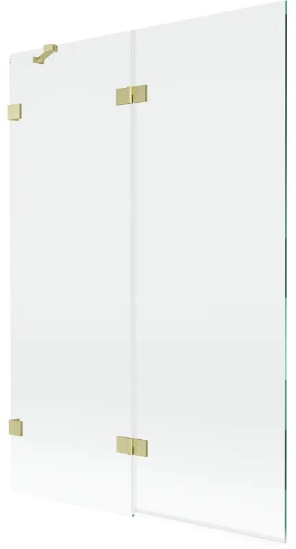 Mexen Lunar, 2-krídlová vaňová zástena ľavá 120 x 150 cm, číre sklo, zlatá matná, 897-120-100-55-00-L