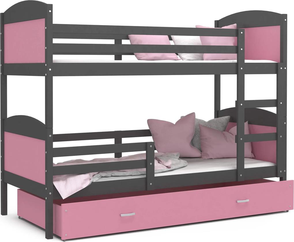 GL Poschodová posteľ Mates Grafit Farba: Ružová, Rozmer: 190x80
