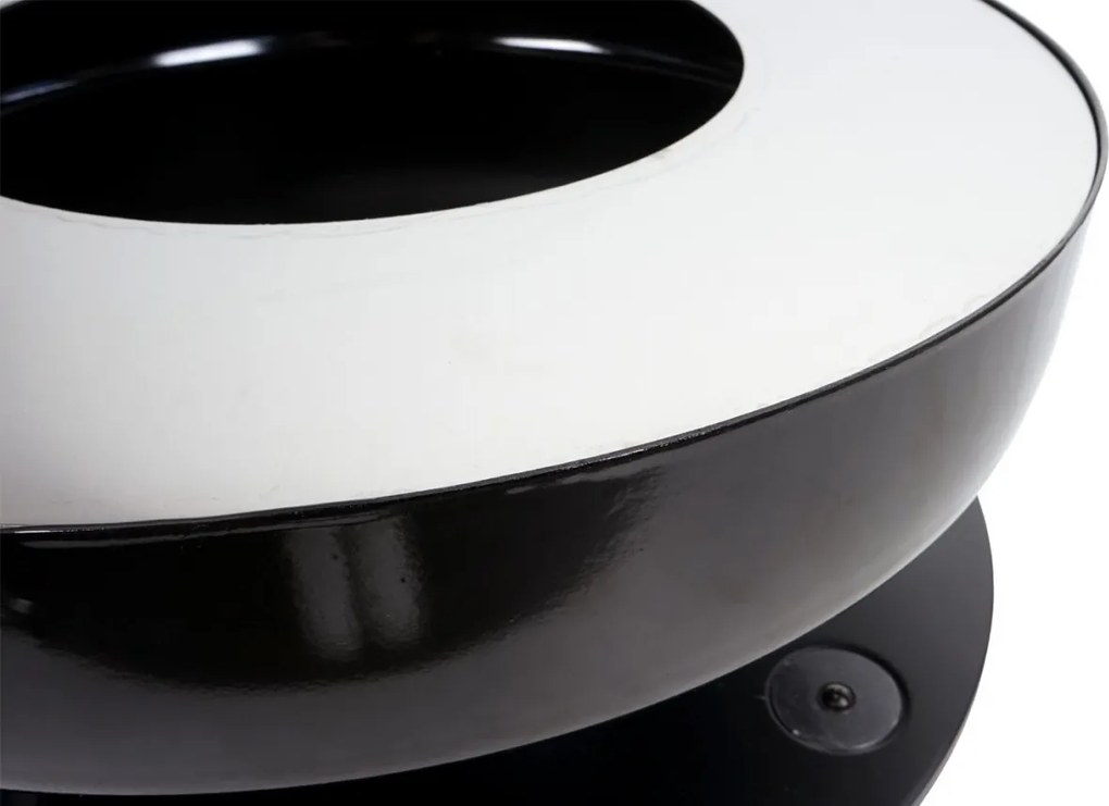 Ohnisko s grilovacou platňou HWC-K95, oceľ / nerez / smalt Ø56cm - čierna