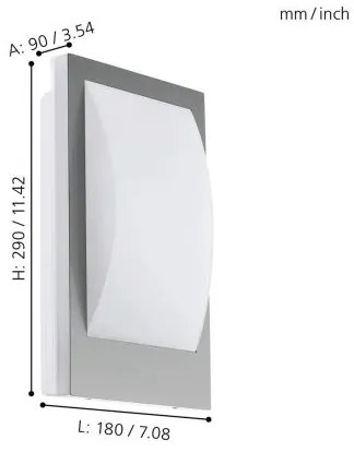 Eglo 33569 - LED vonkajšie nástenné svietidlo VERRES-C 1xE27/9W/230V IP44