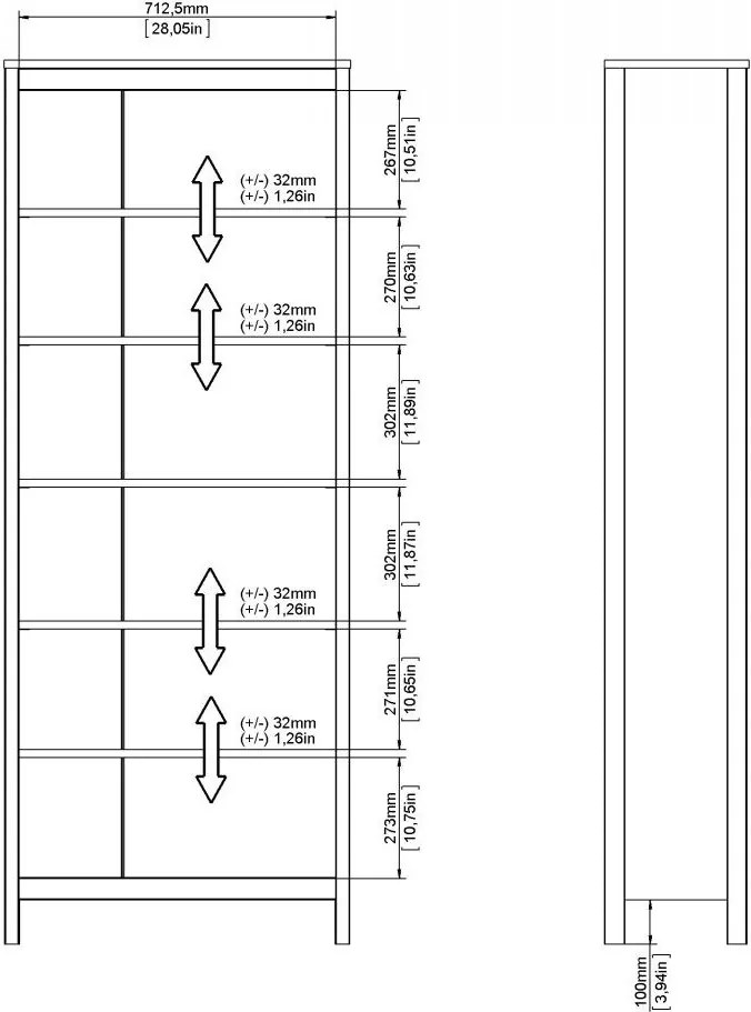 Knihovňa Realty 78 cm čierna