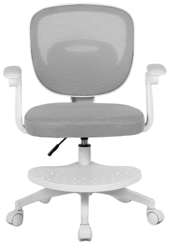 Detská otočná stolička Neoseat JUNI 008 s podnožou — látka, sivá