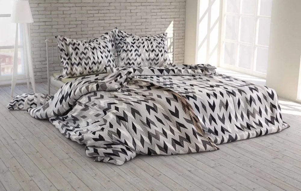 Polášek Krepové obliečky Šípky - Šedá | 140 x 220 cm / 70 x 90 cm