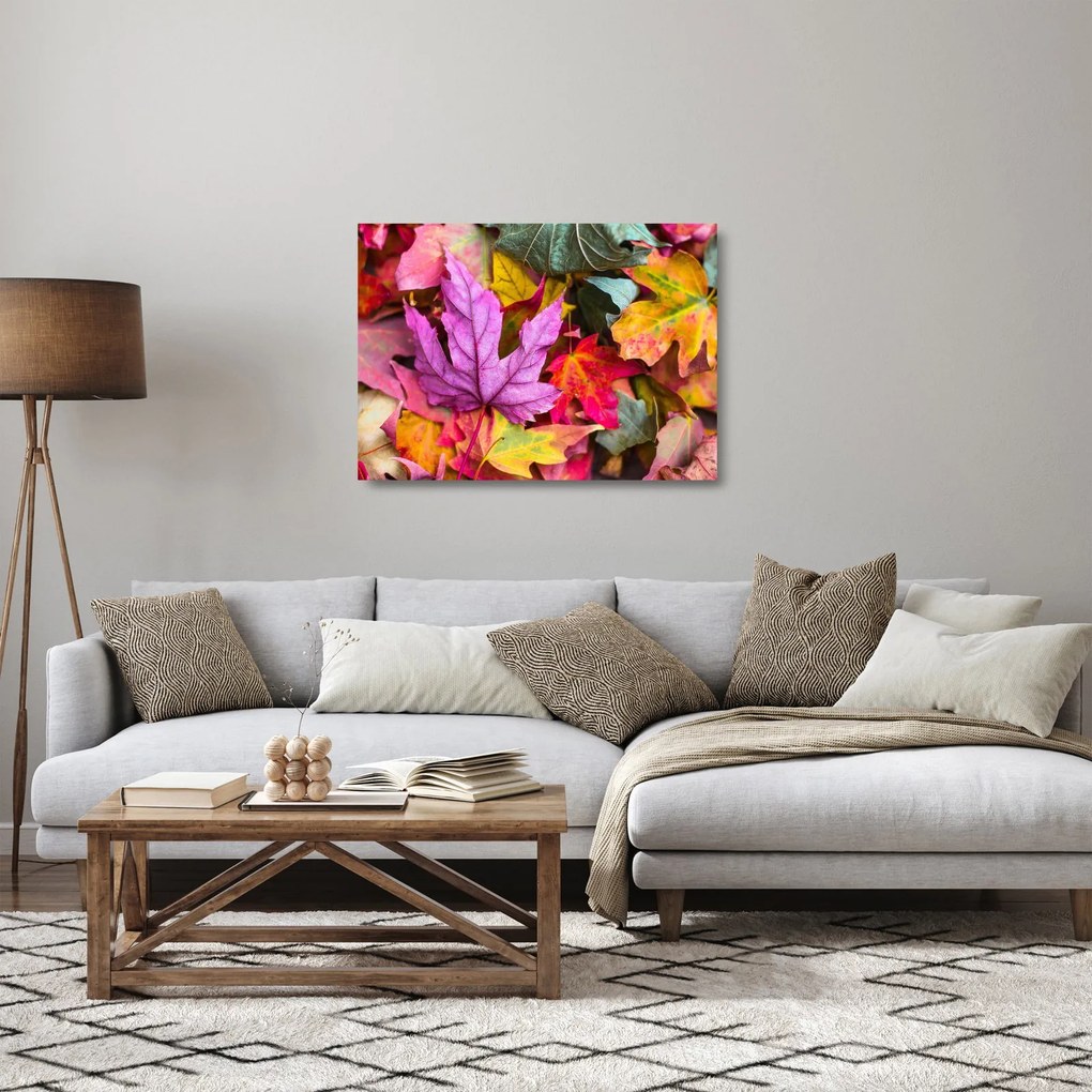 Sklenený obraz - jesenné listy (70x50 cm)