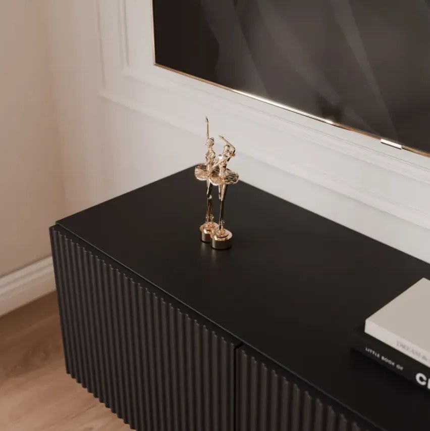 TV skrinka DOROTHY závesná 100cm čierna drážkovaná