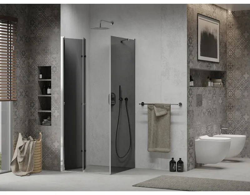 Mexen Lima, sprchovací kút 100 (dvere) x 100 (stena) cm, 6mm šedé sklo, chrómový profil, 856-100-100-01-40