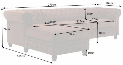 Rohová sedacia súprava 40611 Chesterfield - Antik Hnedá - Komfort-nábytok