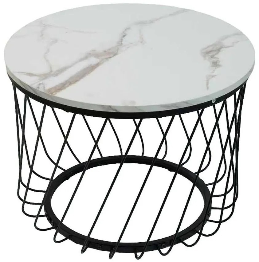 Konferenčný Stolík Pmc-Ct2516-2 Biely Mramor/Čierna