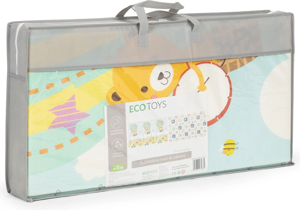ECOTOYS detská skladacia obojstranná penová podložka 147×193 cm, protišmyk, s taškou