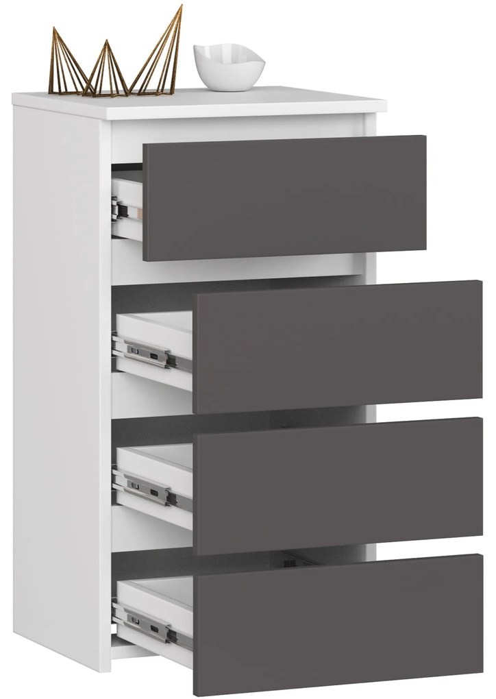 Komoda CL4 40 cm biela/grafitová sivá