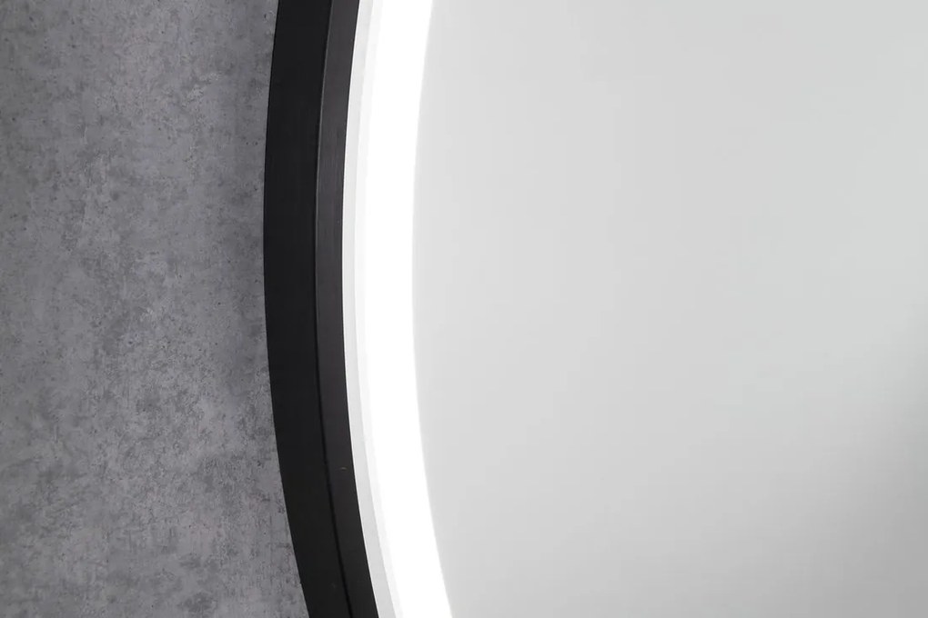Sapho Sapho, KADRIS guľaté zrkadlo s LED osvetlením, ø 60cm, čierna mat, KD060