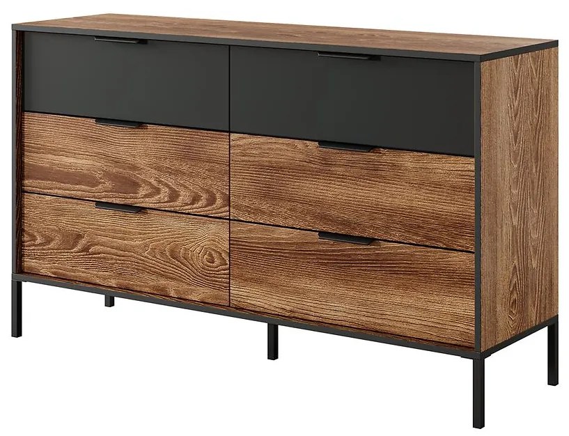 Komoda MILTON 138 6S gaštan/antracit