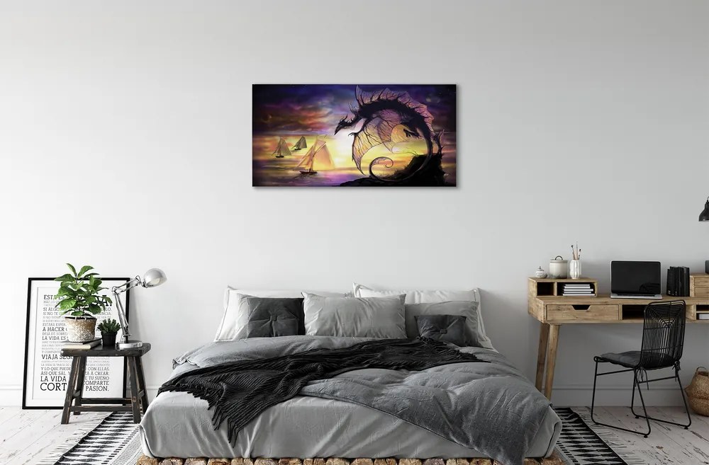Obraz canvas Dračie lode mraky sea 125x50 cm