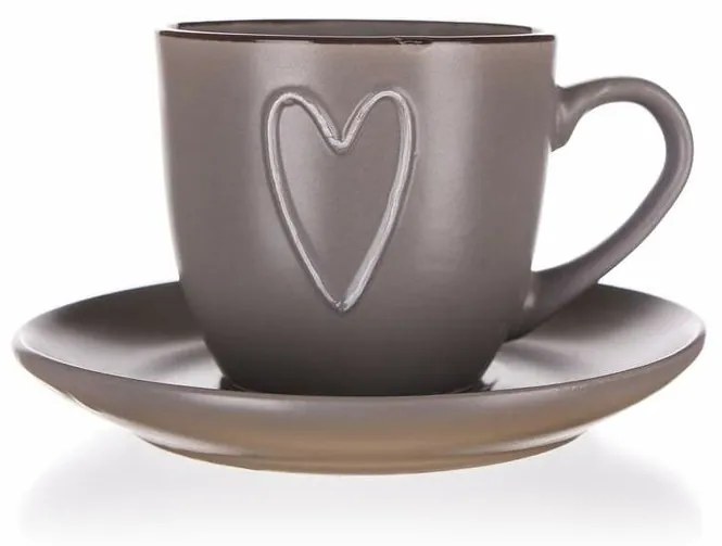 BANQUET Šálka s podšálkou HEART 260 ml, hnedá,