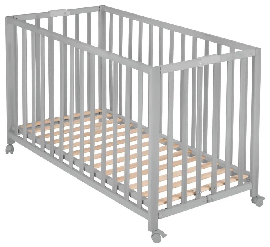 Sivá skladacia postieľka na kolieskach 60x120 cm Fold up – Roba