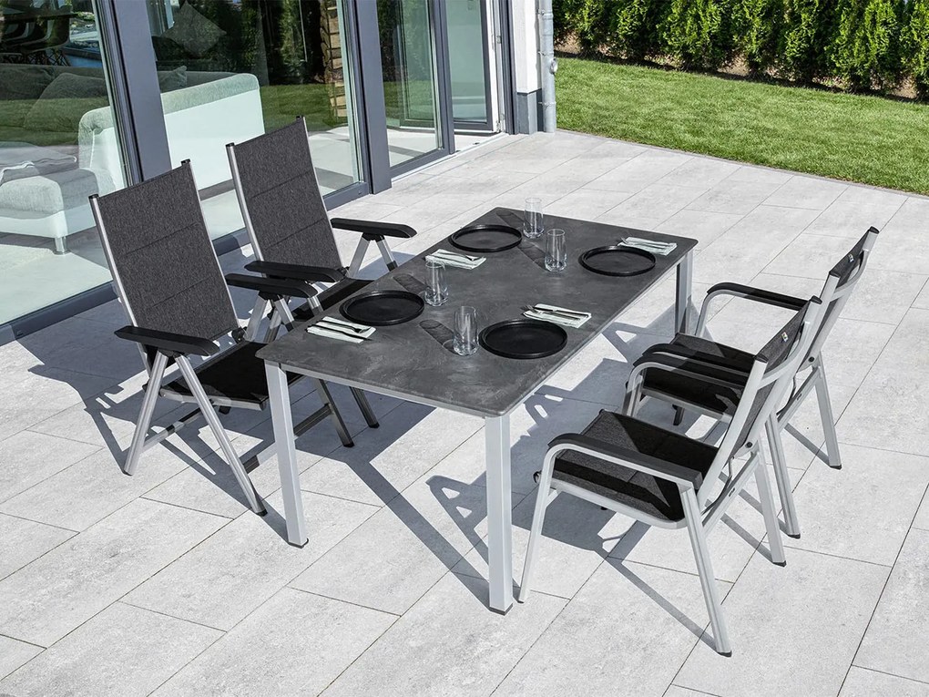 Cubic záhradný jedálenský stôl 160x90 strieborný