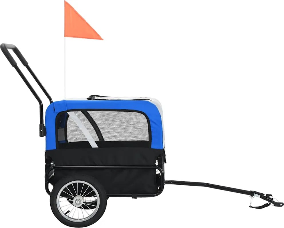 vidaXL Vozík pre domáce zvieratá na bicykel/beh 2-v-1, sivo modrý